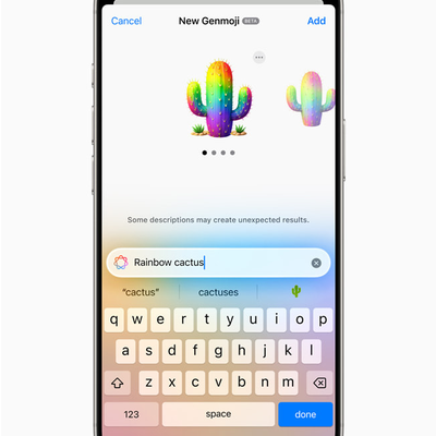 iPhone Genmoji 实时图像生成界面