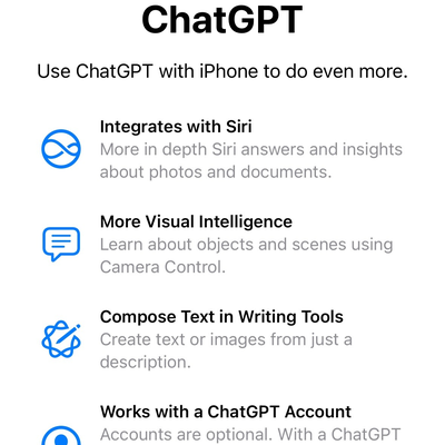 iPhone ChatGPT 与 Siri 集成设置界面