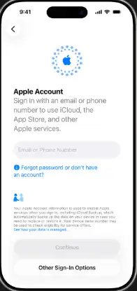美区AppleID新号注册登录界面