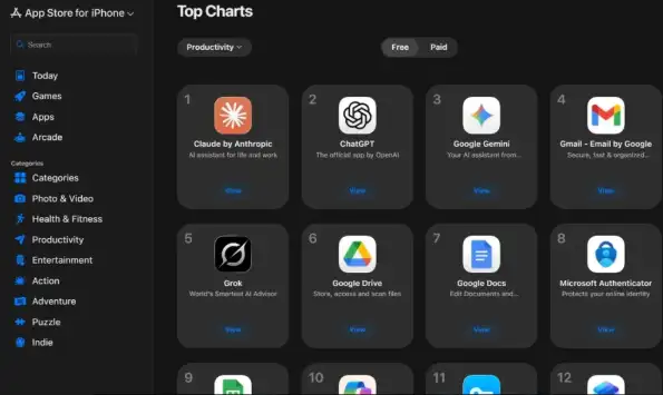 美区 App Store 生产力
