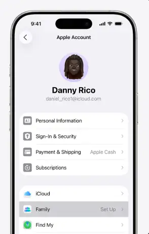 iPhone家庭共享设置入口