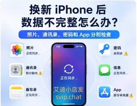 换新iPhone后照片通讯录密码和App数据不完整的排查方法