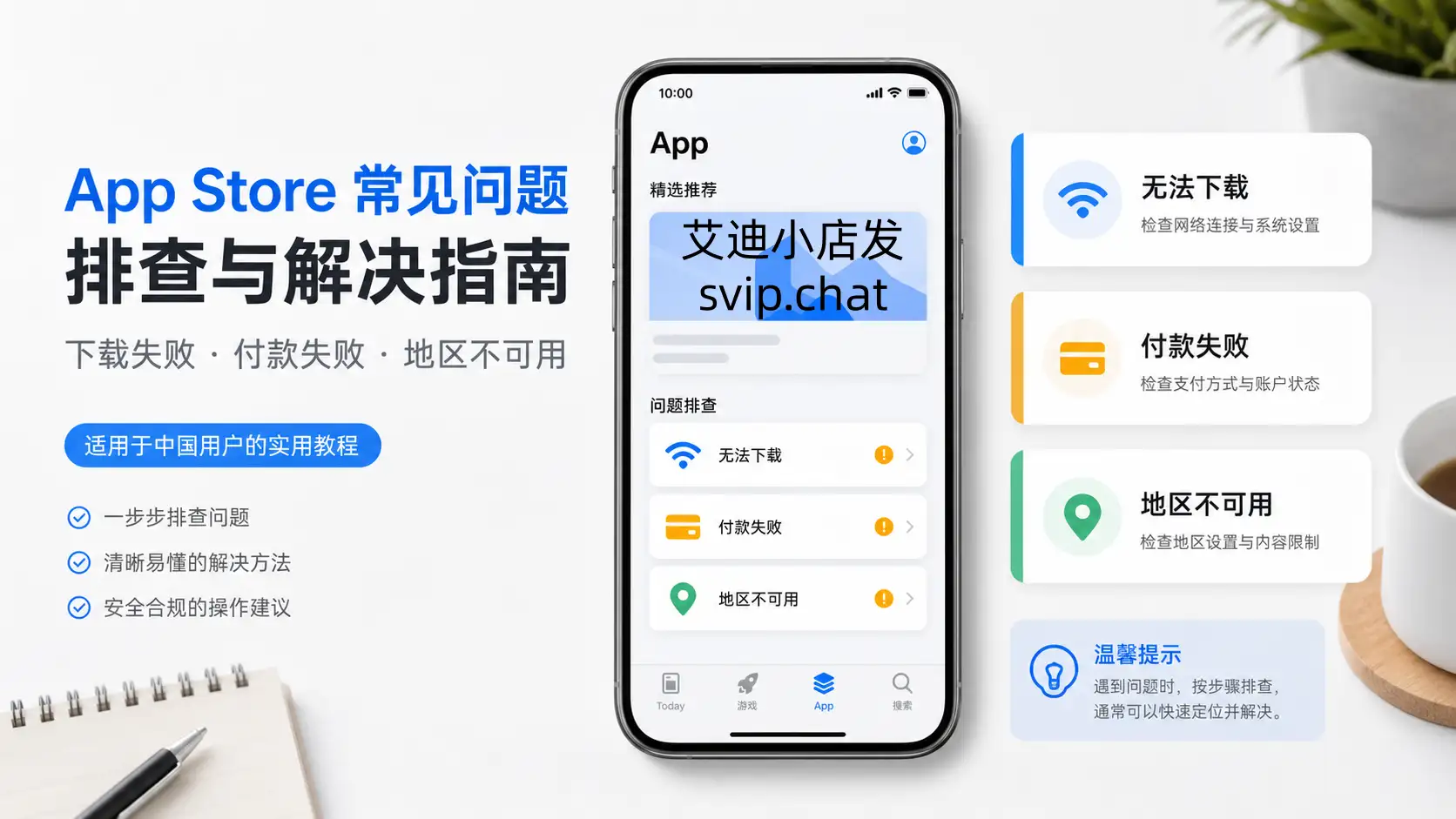 App Store 提示无法下载、付款失败或地区不可用时，先按这条线排查