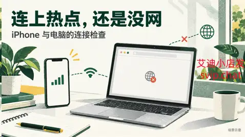 电脑连上iPhone热点但网页打不开的场景示意