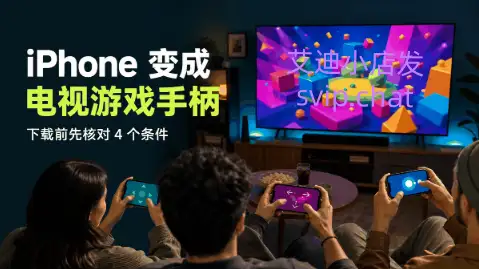 三人用 iPhone 控制电视上的 Netflix 游戏