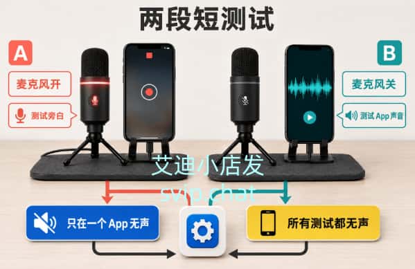 iPhone 录屏麦克风开启与关闭的两段对照测试