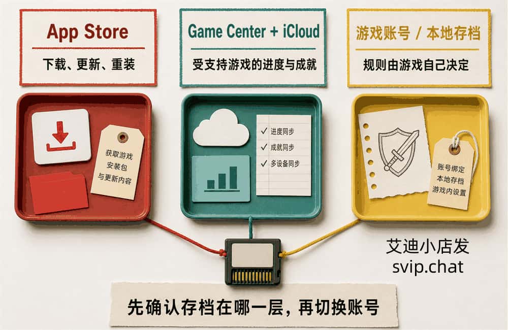 App Store、Game Center 与游戏账号管理内容的三层对照